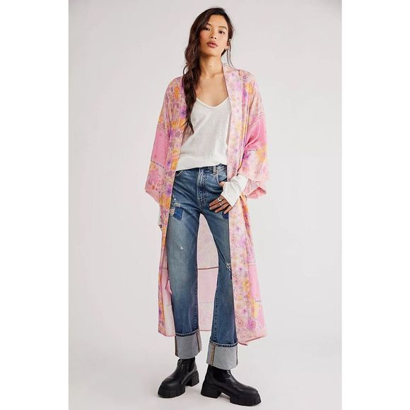 New Free People Hibiscus Lane Maxi Kimono Size S/m